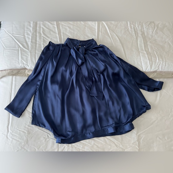 Romeo and Juliet Silky Neck Tie Blouse - Picture 1 of 9